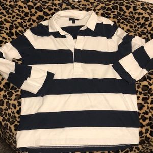 Blue and White Stripe J. Crew Rugby Shirt